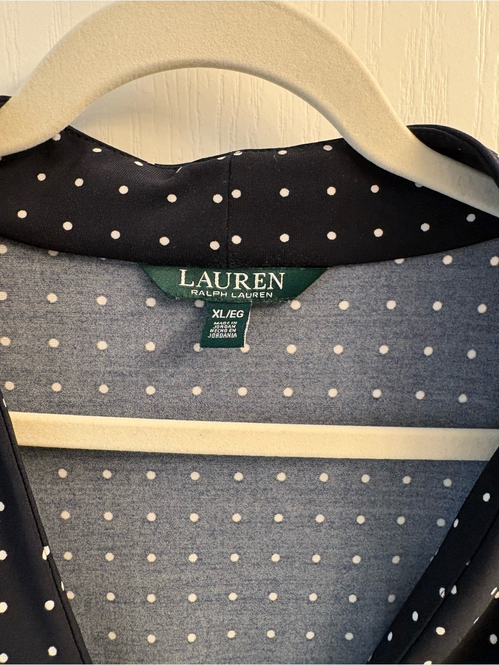 Ralph Lauren Navy Wrap Blouse with White Polka Dots - Picture 3 of 5